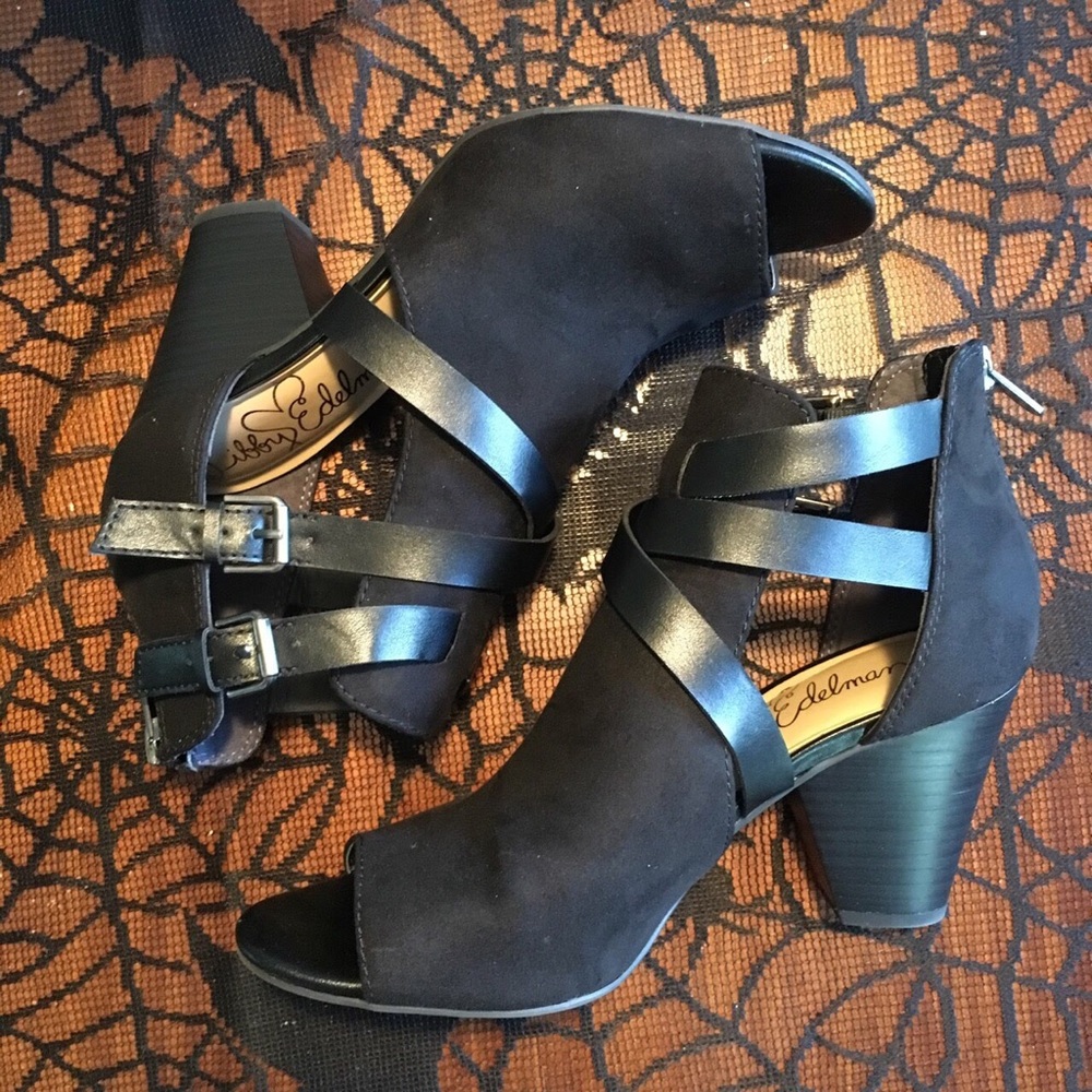 Suede Black cut out heels